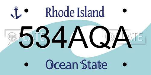 534AQA Rhode Island License Plate