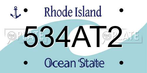 534AT2 Rhode Island License Plate