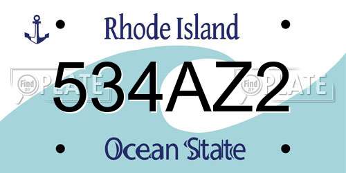 534AZ2 Rhode Island License Plate