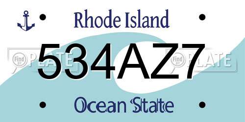 534AZ7 Rhode Island License Plate