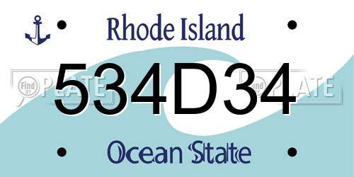534D34 Rhode Island License Plate