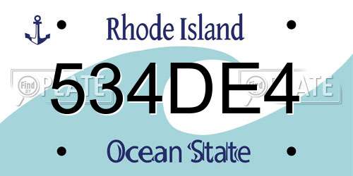 534DE4 Rhode Island License Plate