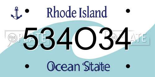 534O34 Rhode Island License Plate