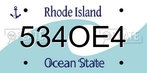 534OE4 Rhode Island License Plate