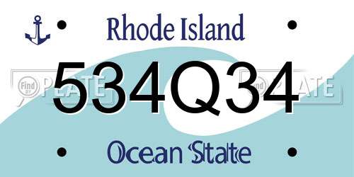 534Q34 Rhode Island License Plate
