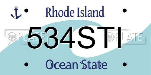 534STI Rhode Island License Plate