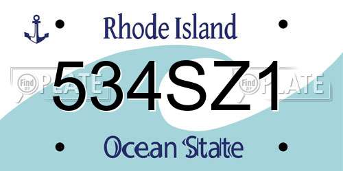 534SZ1 Rhode Island License Plate