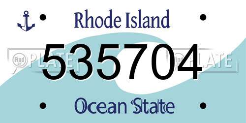 535704 Rhode Island License Plate