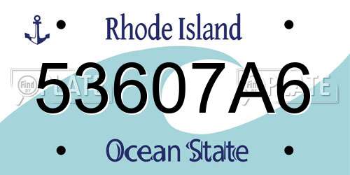 53607A6 Rhode Island License Plate