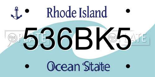 536BK5 Rhode Island License Plate