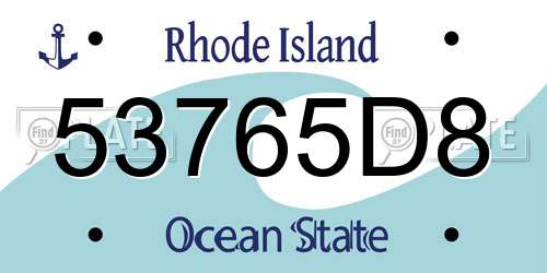 53765D8 Rhode Island License Plate