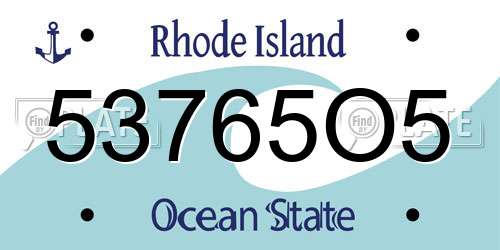 53765O5 Rhode Island License Plate