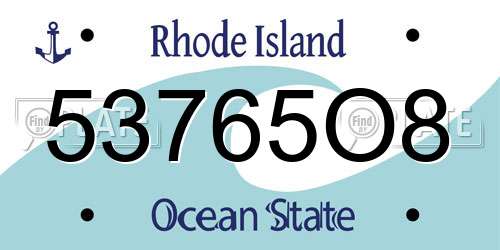 53765O8 Rhode Island License Plate