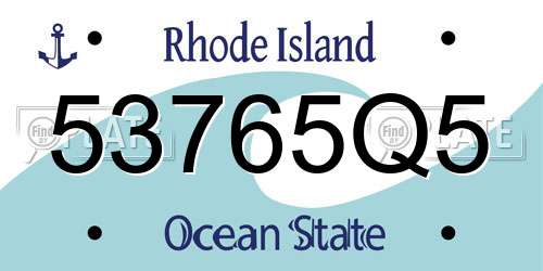 53765Q5 Rhode Island License Plate