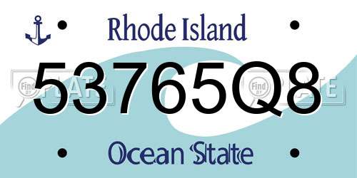 53765Q8 Rhode Island License Plate