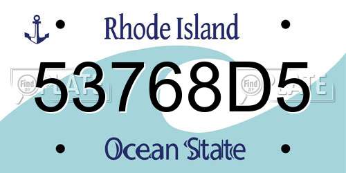 53768D5 Rhode Island License Plate