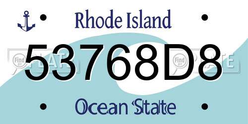 53768D8 Rhode Island License Plate