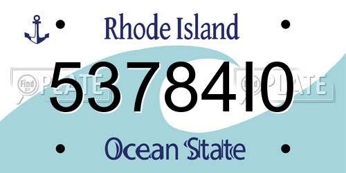 53784I0 Rhode Island License Plate