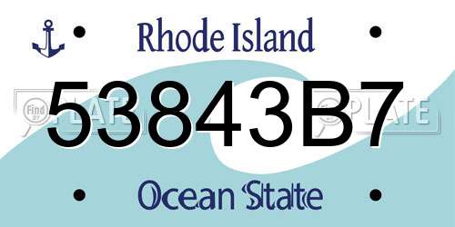 53843B7 Rhode Island License Plate