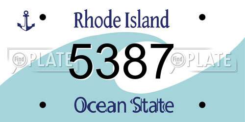 5387 Rhode Island License Plate