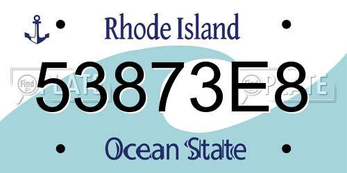 53873E8 Rhode Island License Plate