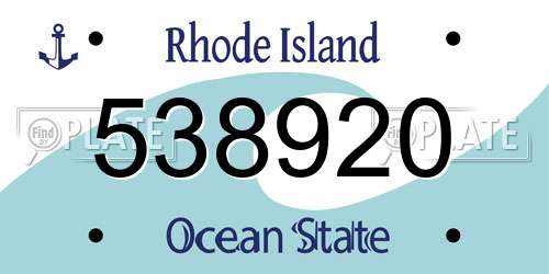 538920 Rhode Island License Plate