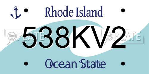 538KV2 Rhode Island License Plate