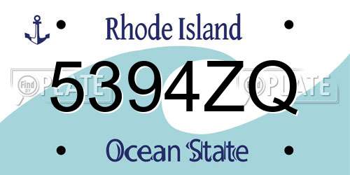 5394ZQ Rhode Island License Plate