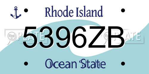 5396ZB Rhode Island License Plate