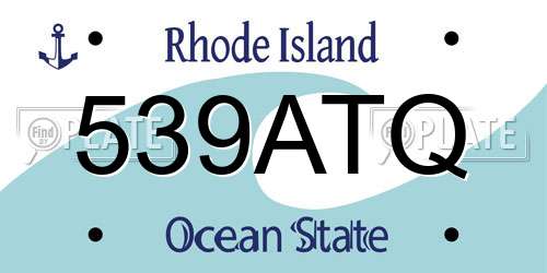 539ATQ Rhode Island License Plate