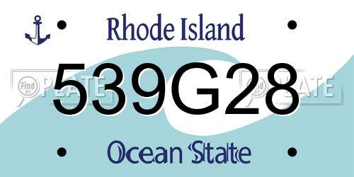 539G28 Rhode Island License Plate
