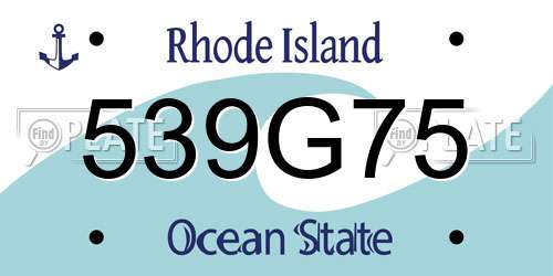 539G75 Rhode Island License Plate