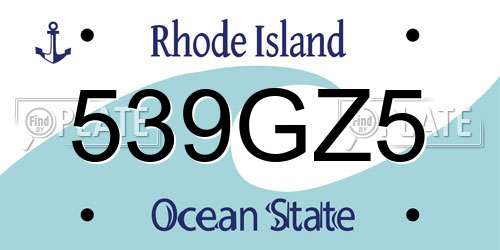 539GZ5 Rhode Island License Plate