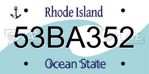 53BA352 Rhode Island License Plate