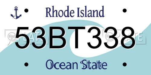 53BT338 Rhode Island License Plate