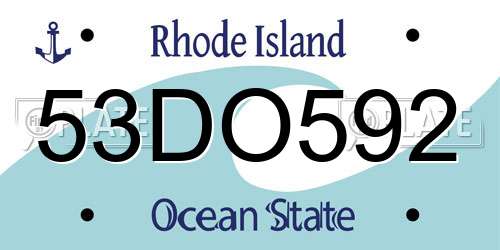 53DO592 Rhode Island License Plate