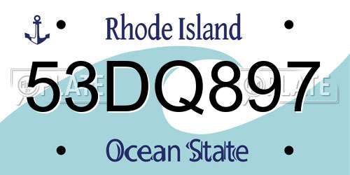 53DQ897 Rhode Island License Plate