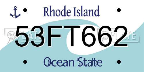 53FT662 Rhode Island License Plate