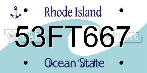 53FT667 Rhode Island License Plate
