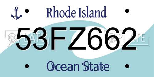 53FZ662 Rhode Island License Plate