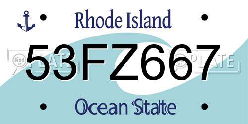 53FZ667 Rhode Island License Plate