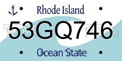 53GQ746 Rhode Island License Plate