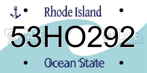 53HO292 Rhode Island License Plate