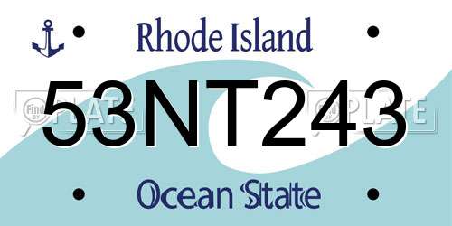 53NT243 Rhode Island License Plate