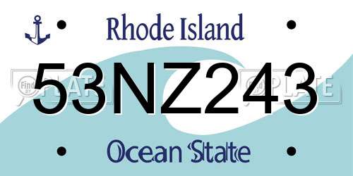 53NZ243 Rhode Island License Plate
