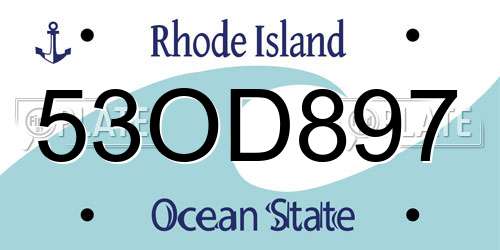 53OD897 Rhode Island License Plate