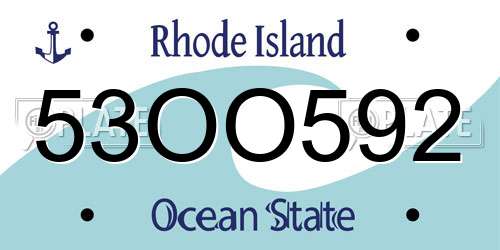 53OO592 Rhode Island License Plate