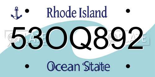 53OQ892 Rhode Island License Plate