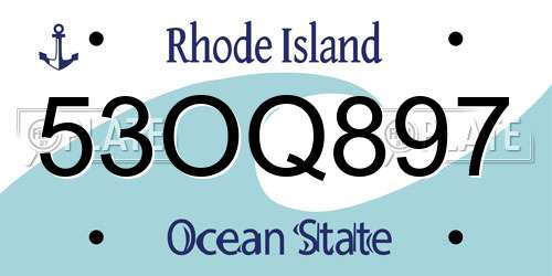 53OQ897 Rhode Island License Plate