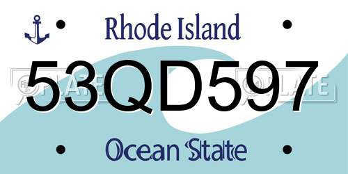 53QD597 Rhode Island License Plate